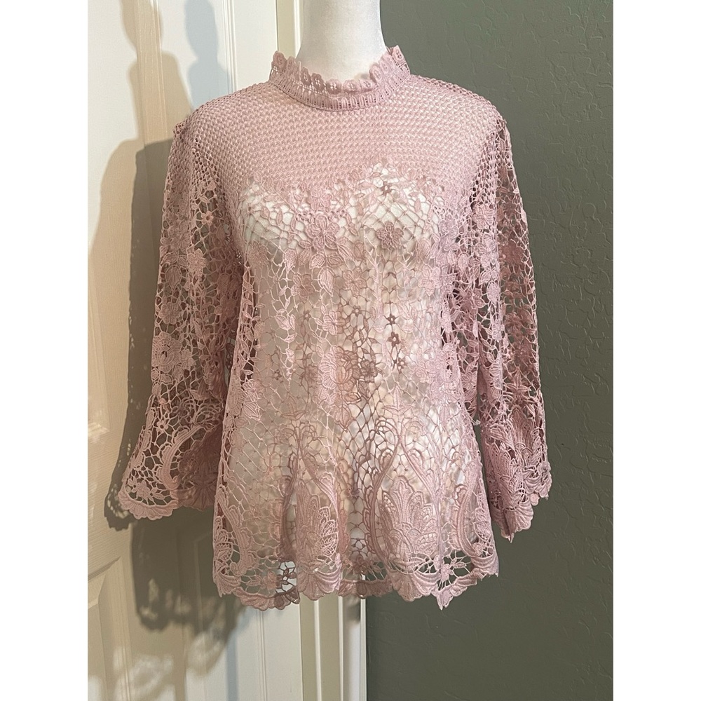 Bold Elements Size Large 3/4 Sleeve Blouse Pink - image 1